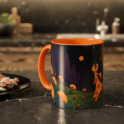🌙🌼 The Moonlit Floral Dancer Colorful Mug – Art Deco Garden Fantasy