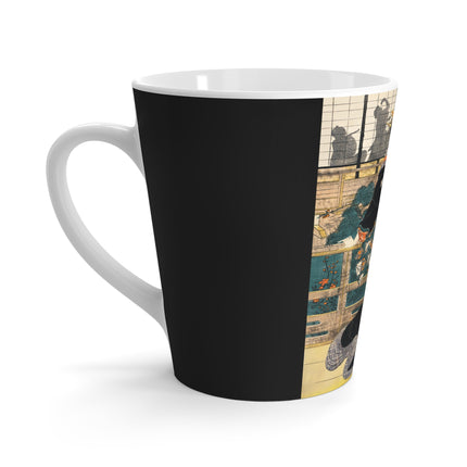 Japanese woman woodcut print by Kikukawa Eizan Latte Mug