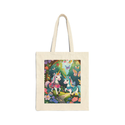 Baby Unicorns and Fluttering Butterflies Cotton Canvas Tote Bag