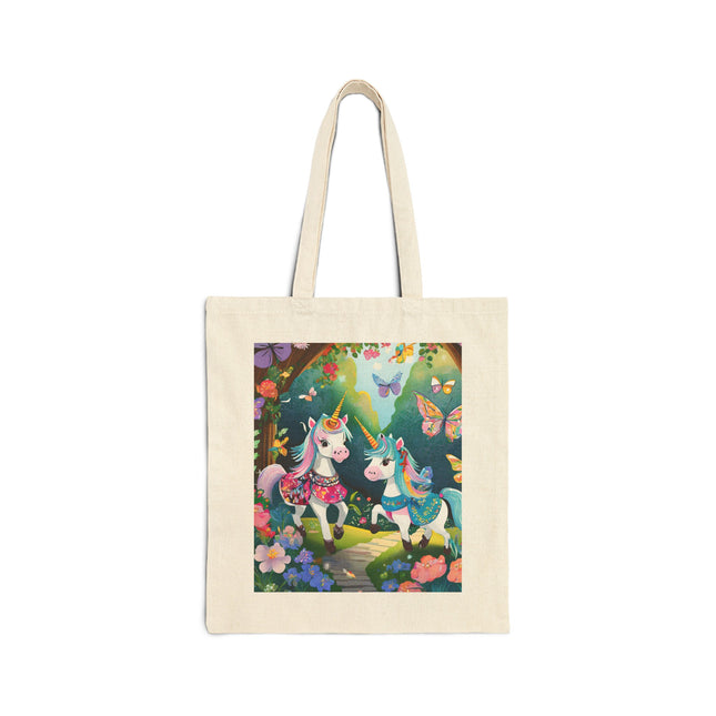 Baby Unicorns and Fluttering Butterflies Cotton Canvas Tote Bag
