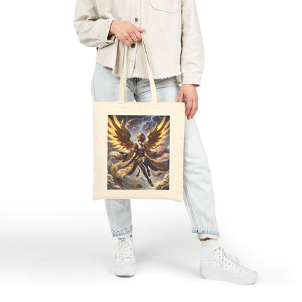Valkyrie Descending Through Storm Cotton Canvas Tote Bag