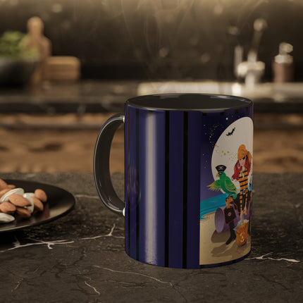 Moonlit Pirate Halloween Colorful Mugs, 11oz