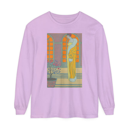 Sur Les Marches Du Jardin by Georges LePape Garment-dyed Long Sleeve T-Shirt