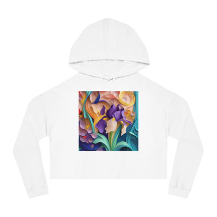 The Elegant Iris Flower Women’s Cropped Hooded Sweatshirt