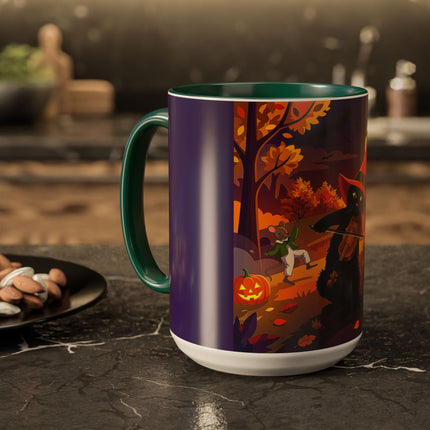 🐈‍⬛🎻 The Black Cat's Moonlit Melody Colorful Mug – Whimsical Halloween Music