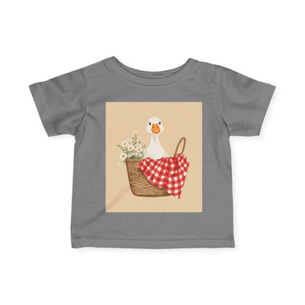 🦆🌼 The Little Daisy Basket Duckling Infant Fine Jersey Tee – Whimsical Woodland Charm