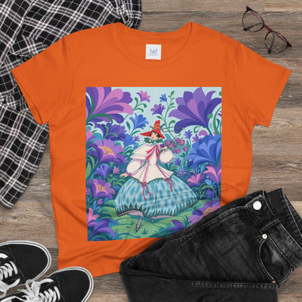 🌸🎶 The Garden Melody Cotton Tee – Art Deco Floral Whimsy