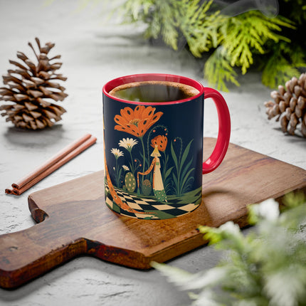 🌼🧡 The Midnight Floral Masquerade Colorful Mug – Art Deco Fashion Fantasy