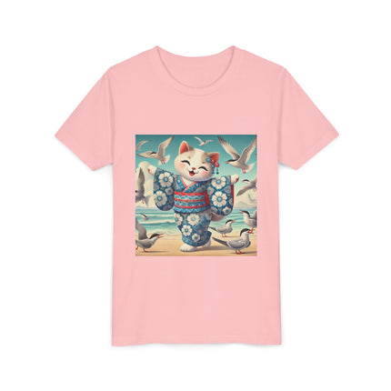Geisha Kitten by the Seaside Youth Short Sleeve Tee