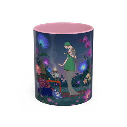 Moonlit Incense Ceremony Colorful Mugs – Art Deco Meditation Garden