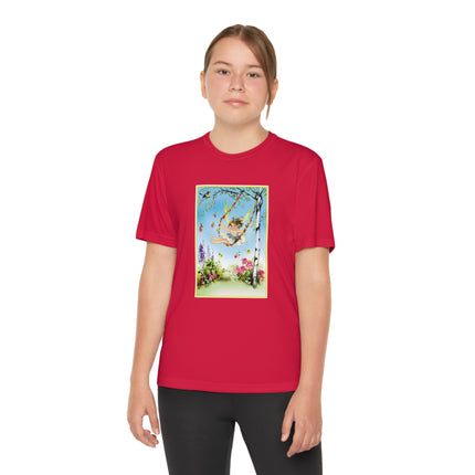 Spring Fairy's Floral Swing Youth Competitor Tee – Garden Magic & Whimsical Adventure