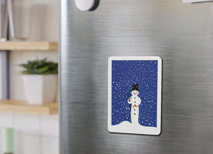 Snowman in Falling Snow Die-Cut Magnets (5 Sizes)