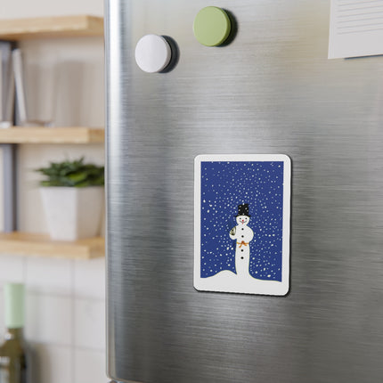 Snowman in Falling Snow Die-Cut Magnets (5 Sizes)