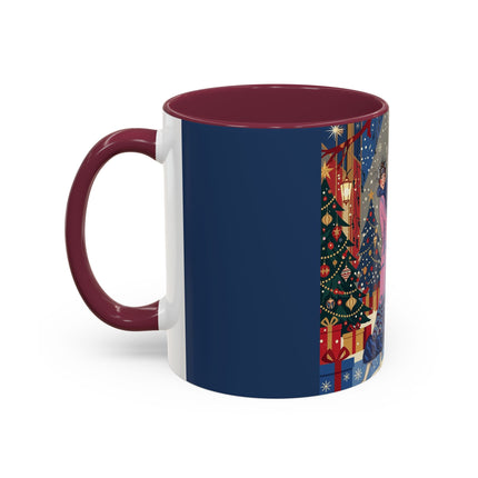 🎩🎄 Christmas Eve Promenade Colorful Mug – Art Deco Holiday Elegance