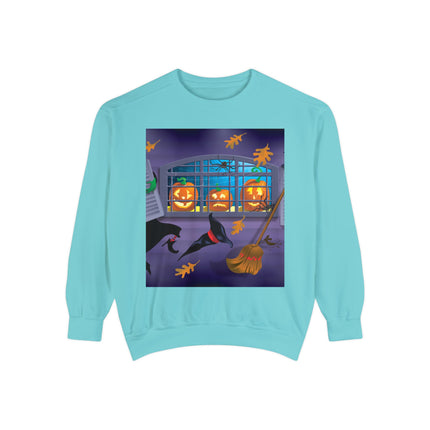 Whimsical Halloween Mischief Unisex Garment-Dyed Sweatshirt