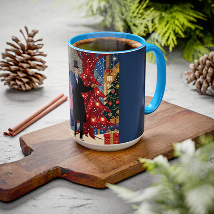 🎩🎄 Christmas Eve Promenade Colorful Mug – Art Deco Holiday Elegance