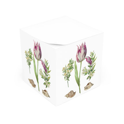 Tulip, Branches of Myrtle, and Shells by Maria Sibylla Merian Note Cube