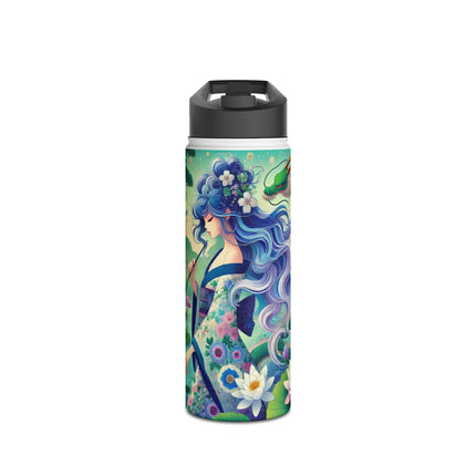 Fairy of the Koi Pond Stainless Steel Water Bottle, Standard Lid