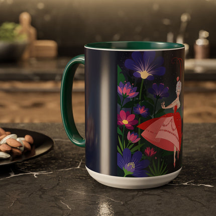 Moonlight Waltz Among The Blossoms Colorful Mugs – Art Deco Floral Enchantment