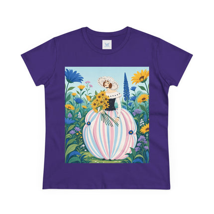 🌻🎀 The Sunflower Garden Bouquet Cotton Tee – Art Deco Floral Elegance
