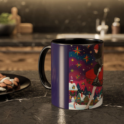 🎁✨ The Lady Of The Christmas Hatbox Colorful Mug – Art Deco Holiday Fantasy