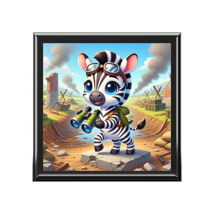 Zebra Lookout Treasure Chest Jewelry Box