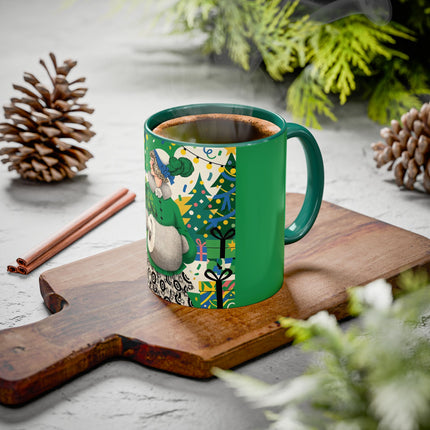 🍀🎄 The Emerald Holly Christmas Colorful Mug – Art Deco Holiday Elegance