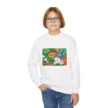 Whimsical Adventure Youth Crewneck Sweatshirt – Playful Journey & Storybook Fun