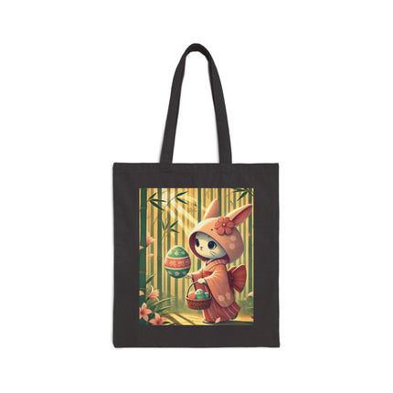 Geisha Kitten’s Easter Stroll Cotton Canvas Tote Bag
