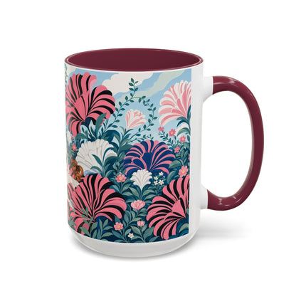 🌸🦋 The Enchanted Pink Blossom Retreat Colorful Mug – Art Deco Floral Whimsy