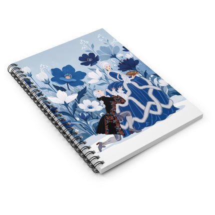 💙🌸 The Lady Of The Blue Flower Garden Spiral Notebook – Art Deco Floral Romance