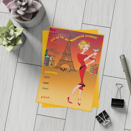 Parisian Nights Party Invitation! Bundles of 10, 30, 50 Pieces Available (envelopes included)