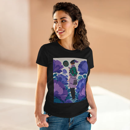 💜🌸 The Violet Garden Promenade Cotton Tee – Art Deco Floral Fashion