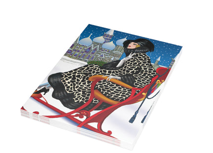 Elegant Winter Woman in Sleigh Postcard Bundles (envelopes included)