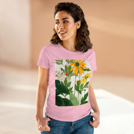 Clerodendrum & Rudbeckia Flower by Tanigami Kônan Women's Midweight Cotton Tee