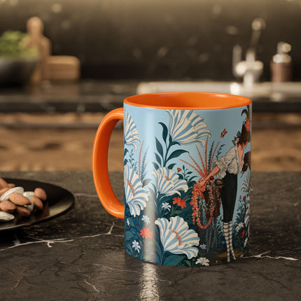 🎨💙 The Enchanted Garden Artist Colorful Mug – Art Deco Floral Whimsy