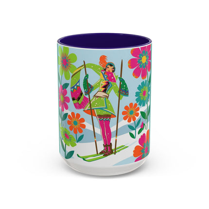 🎿🌸 The Winter Flower Adventurer Colorful Mug – Colorful Ski Fantasy
