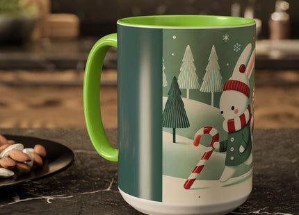 Candy Cane Timekeeper Bunny Colorful Mugs (11oz, 15oz)