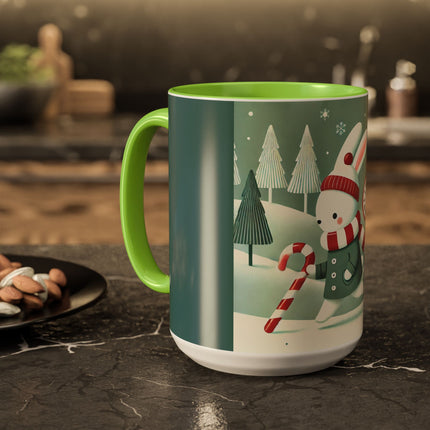 Candy Cane Timekeeper Bunny Colorful Mugs (11oz, 15oz)
