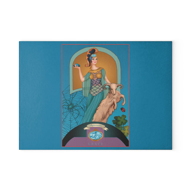 March & Aquamarine Zodiac Glass Cutting Board
