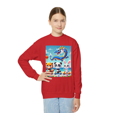 Seaside Scooter Friends Youth Crewneck Sweatshirt – Coastal Fun, Friendship & Playful Adventure