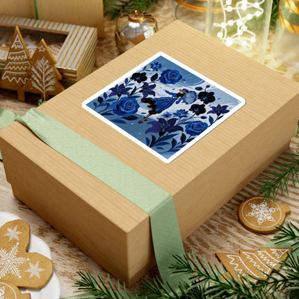 ☔💙 The Blue Rain Promenade Kiss-Cut Stickers – Art Deco Floral Fashion