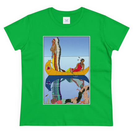 Le long du Missouri (Indian couple in a canoe on the Missouri River) by George Barbier Women's Midweight Cotton Tee