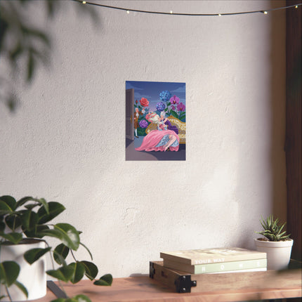 🌹💋 The Lady Of The Secret Rendezvous Matte Vertical Poster – Art Deco Romantic Whimsy