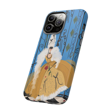 🎭🌹 The Lady At The Masquerade Gates Phone Case – Art Deco Fashion Illustration