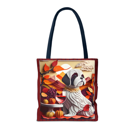 Shih Tzu at an Autumn Wine Tasting Tote Bag (AOP)