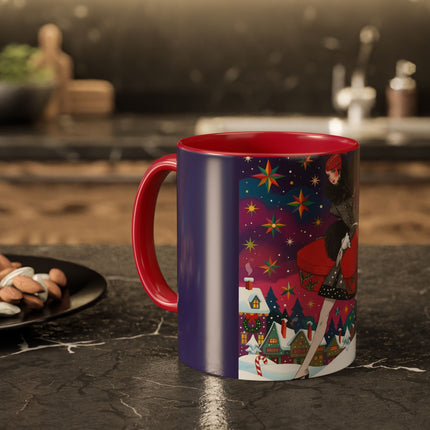 🎁✨ The Lady Of The Christmas Hatbox Colorful Mug – Art Deco Holiday Fantasy