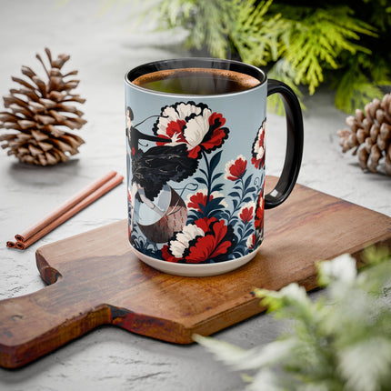 ❤️🌺 The Scarlet Blossom Dancer Colorful Mug – Art Deco Fashion Whimsy