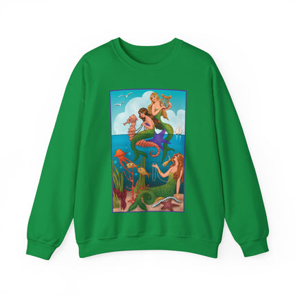 Three Mermaids with Strings of Pearls by Carlo Chiostri Heavy Blend™ Crewneck Sweatshirt