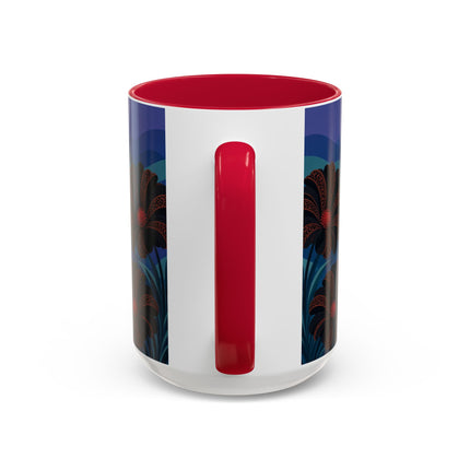 🖤🌺 The Midnight Floral Acrobat Colorful Mug – Art Deco Fashion Whimsy